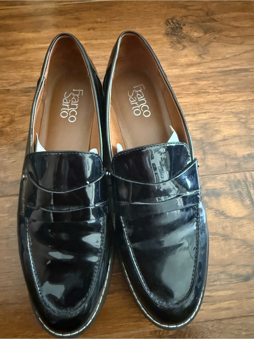 Franco Sarto Men's Black Patent Leather Penny Loafers